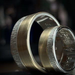 Argolla oro miel 18k y plata 950